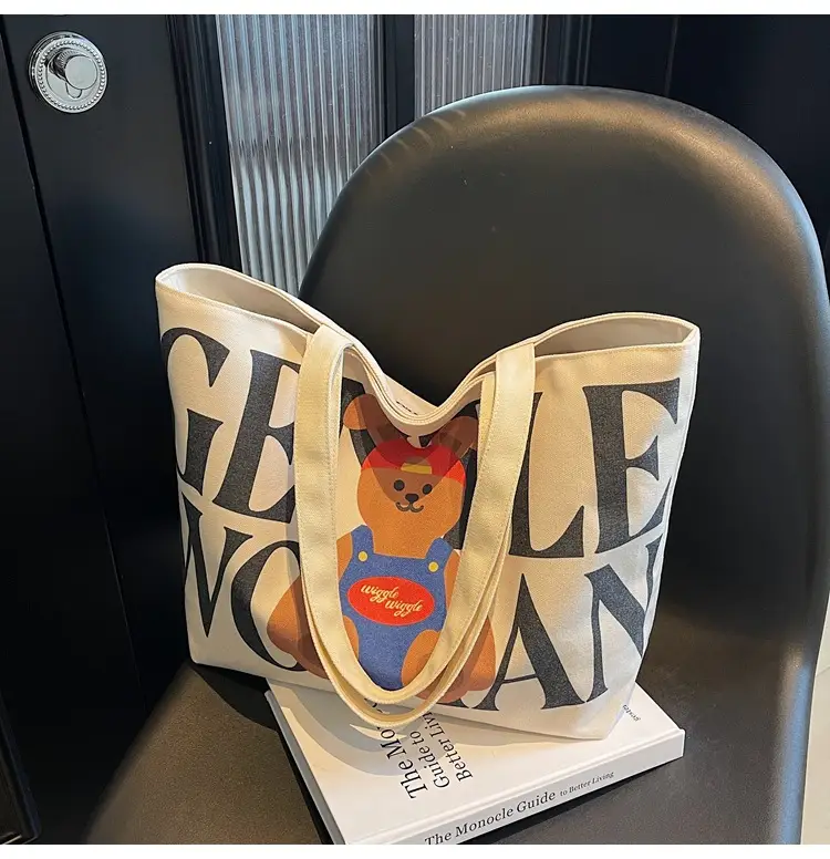 Women's Canvas Teddy Bear Shoulder Bag Spring Summer 2025 — feature 12