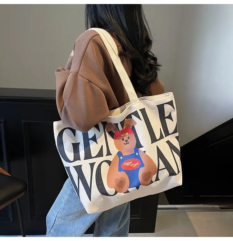 Women's Canvas Teddy Bear Shoulder Bag Spring Summer 2025 — feature 15