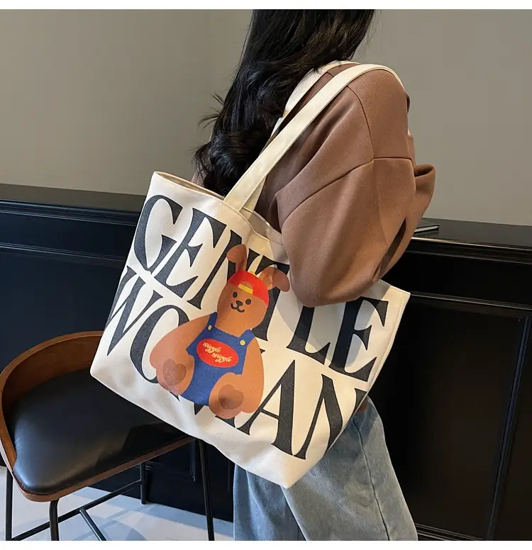 Women's Canvas Teddy Bear Shoulder Bag Spring Summer 2025 — feature 16