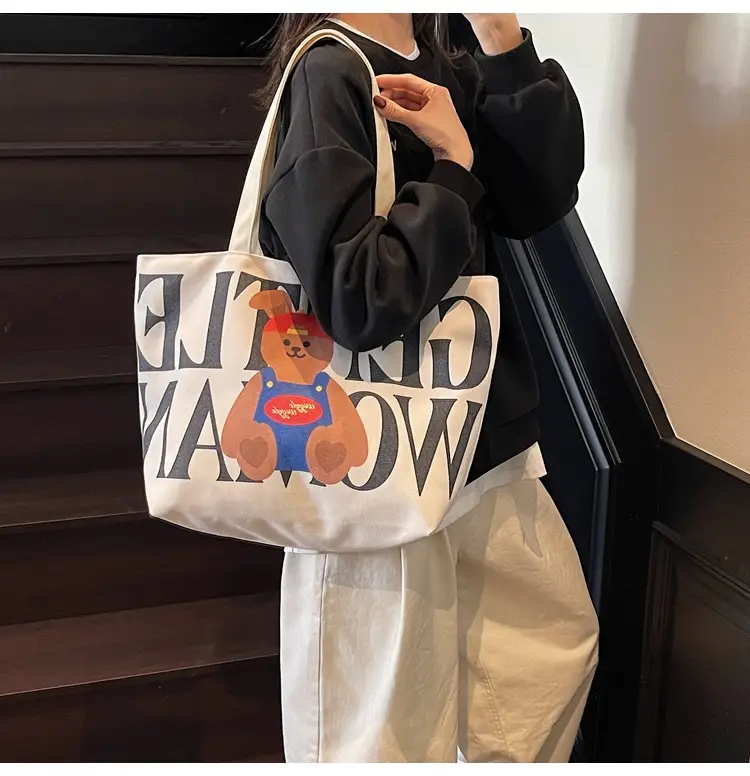 Women's Canvas Teddy Bear Shoulder Bag Spring Summer 2025 — feature 17