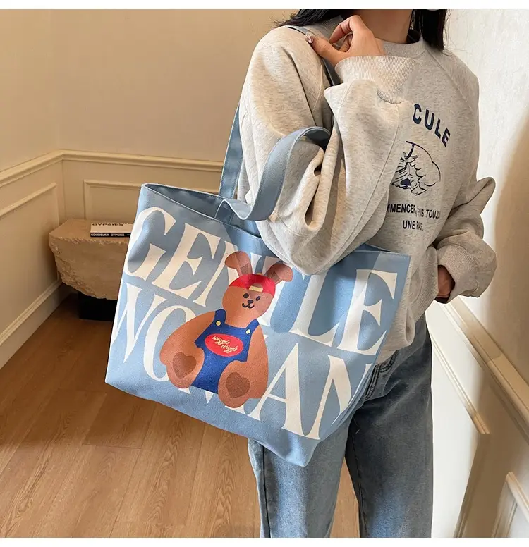Women's Canvas Teddy Bear Shoulder Bag Spring Summer 2025 — feature 22