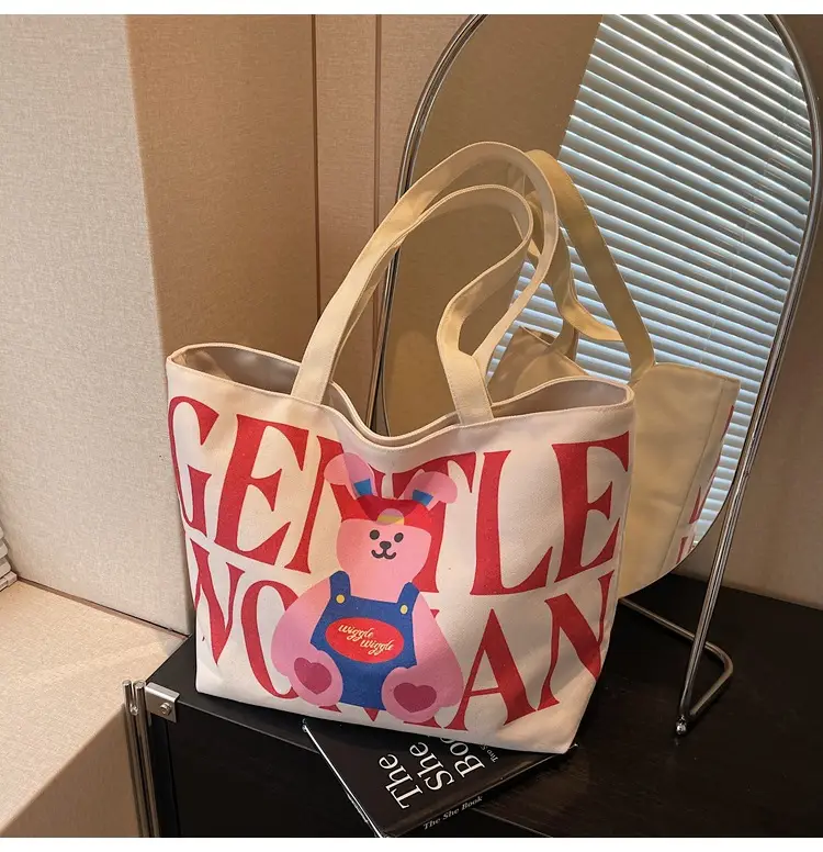 Women's Canvas Teddy Bear Shoulder Bag Spring Summer 2025