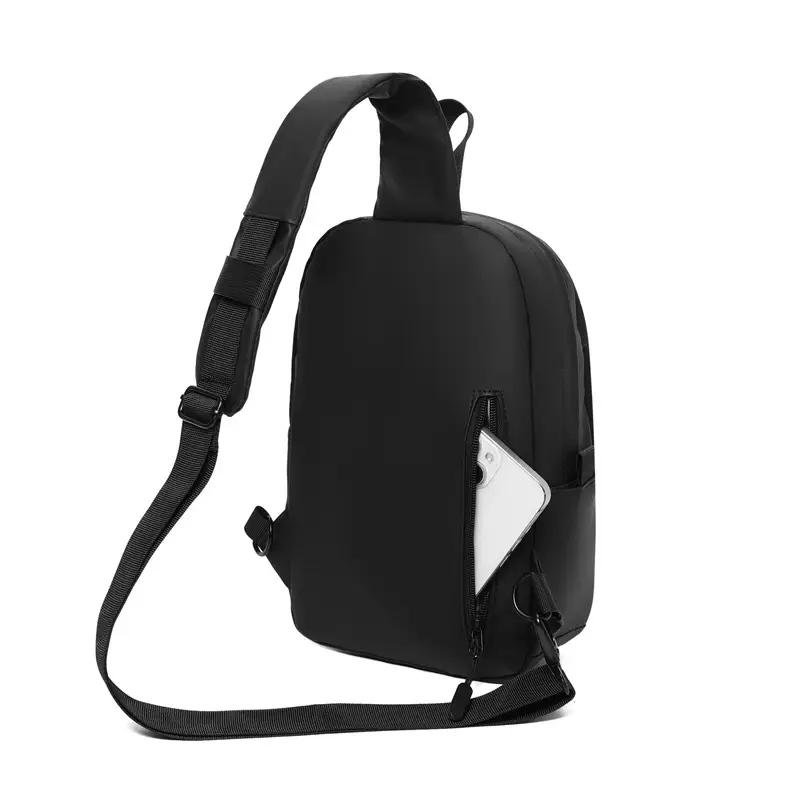 Men's Black Multi-Functional Crossbody Backpack with Zip Pockets - Image 4