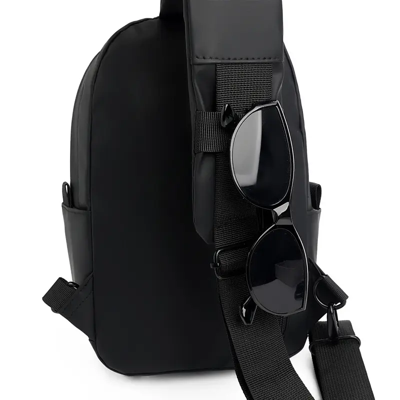 Men's Black Multi-Functional Crossbody Backpack with Zip Pockets - Image 5