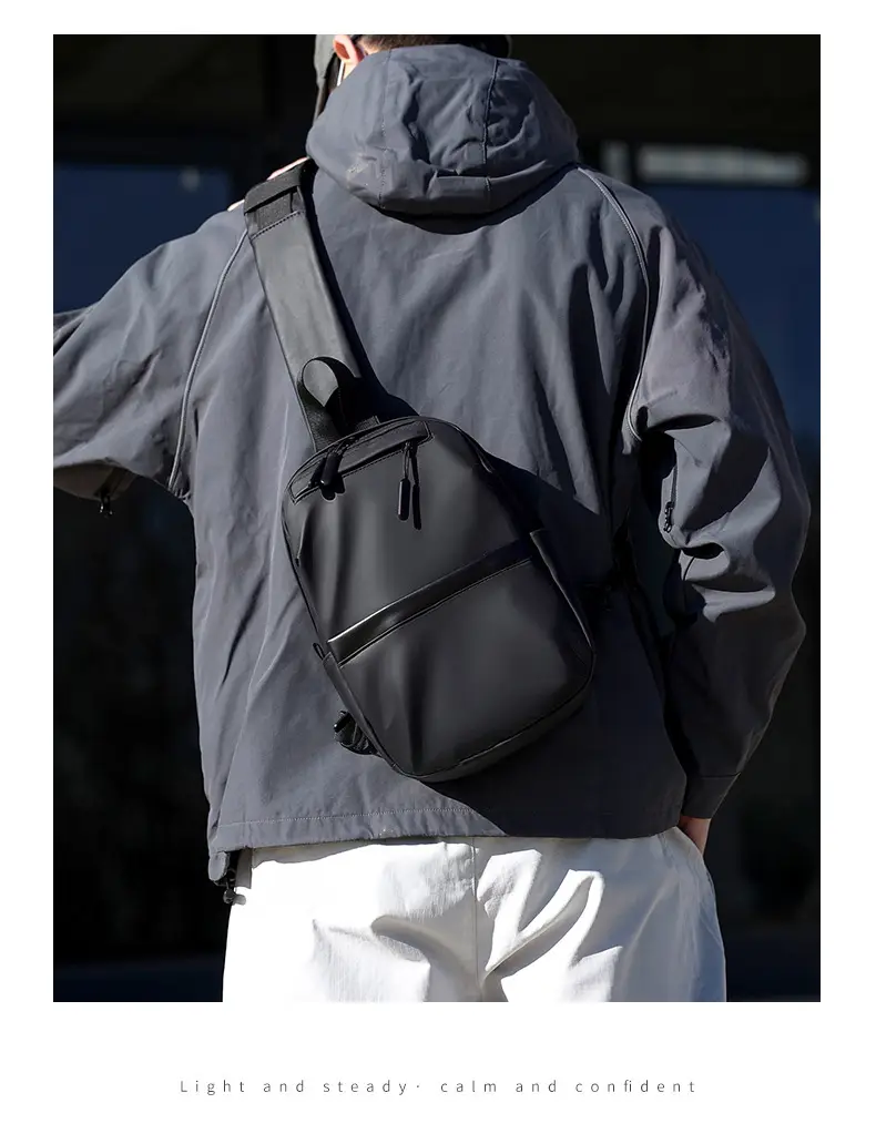 Men's Black Multi-Functional Crossbody Backpack with Zip Pockets — feature 20
