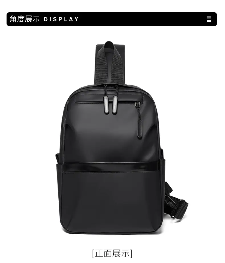 Men's Black Multi-Functional Crossbody Backpack with Zip Pockets — feature 23