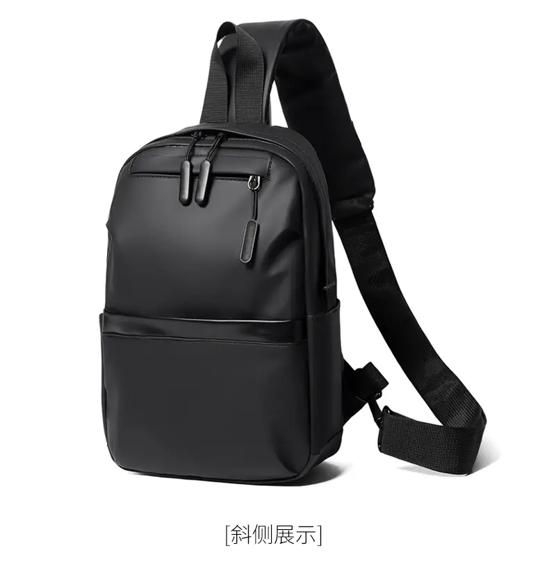 Men's Black Multi-Functional Crossbody Backpack with Zip Pockets — feature 24
