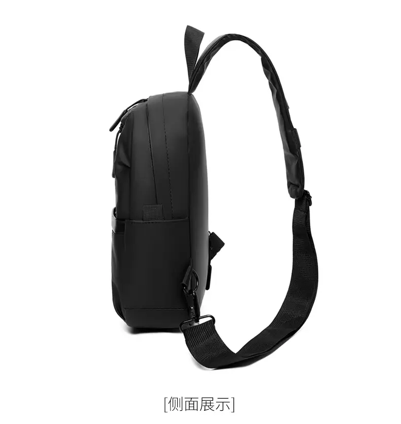 Men's Black Multi-Functional Crossbody Backpack with Zip Pockets — feature 25