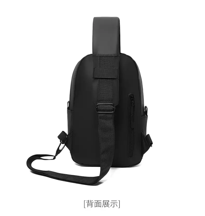 Men's Black Multi-Functional Crossbody Backpack with Zip Pockets — feature 26