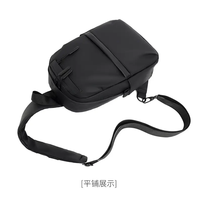 Men's Black Multi-Functional Crossbody Backpack with Zip Pockets — feature 27