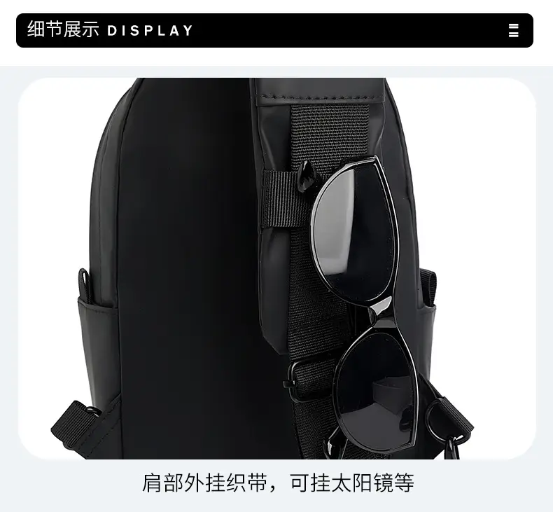 Men's Black Multi-Functional Crossbody Backpack with Zip Pockets — feature 28