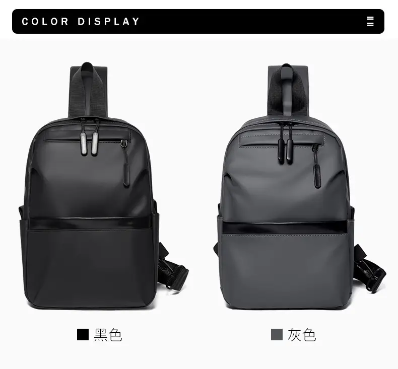 Men's Black Multi-Functional Crossbody Backpack with Zip Pockets — feature 4