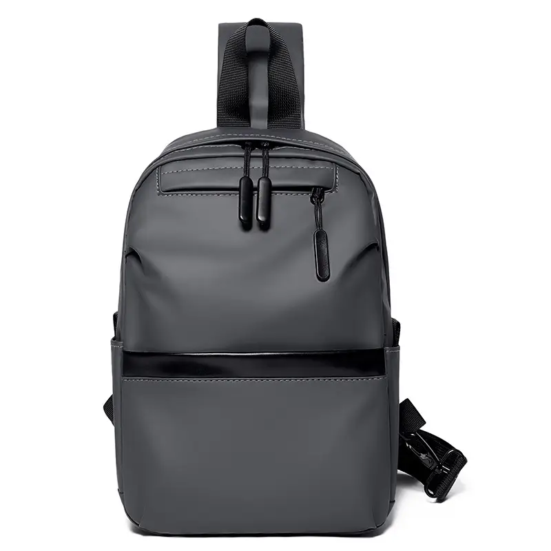 Men's Black Multi-Functional Crossbody Backpack with Zip Pockets - Image 2