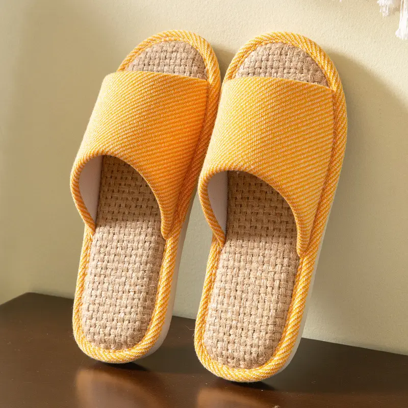 Linen Slippers Women's Summer Indoor Household Non-slip Home Floor Four Seasons Couple's Cotton Linen Slippers Men's