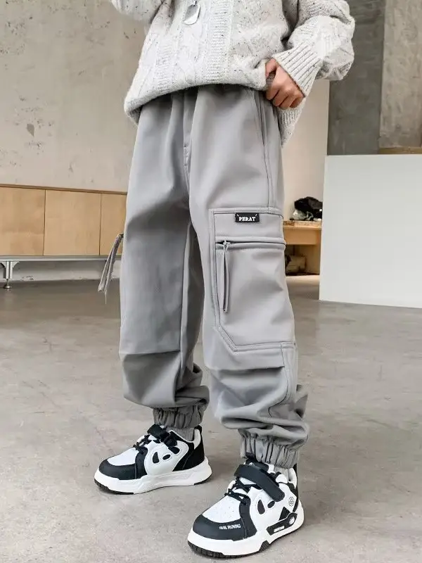 Boys' Black Cargo Trousers Large Spring Wear - Image 5