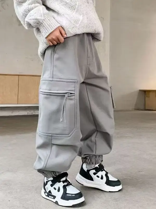 Boys' Black Cargo Trousers Large Spring Wear - Image 6