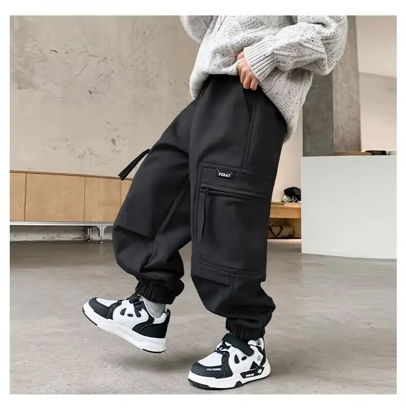 Boys' Black Cargo Trousers Large Spring Wear — feature 19