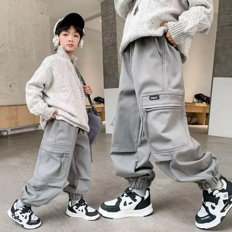 Boys' Black Cargo Trousers Large Spring Wear - Image 2