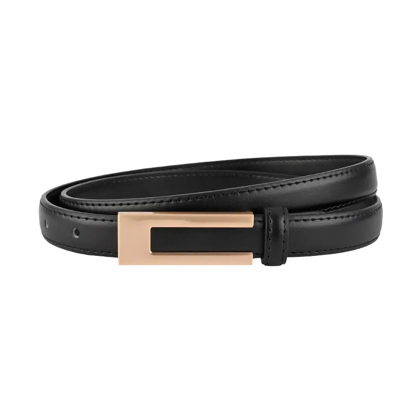 Black Genuine Leather Women's Belt Thin High-end Dress Suit - Image 6