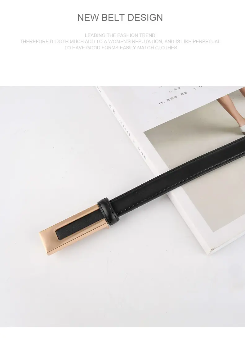 Black Genuine Leather Women's Belt Thin High-end Dress Suit — feature 12