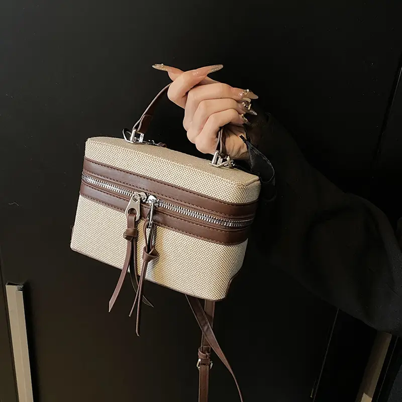 2025 Spring Retro Contrast Stitching Box Bag - Image 11