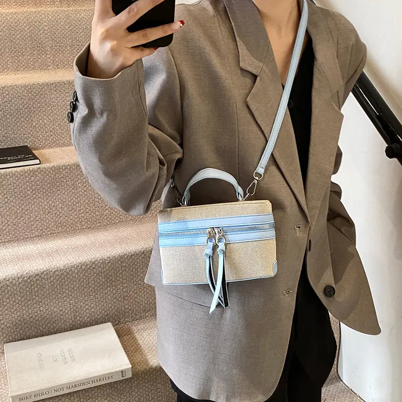 2025 Spring Retro Contrast Stitching Box Bag - Image 13