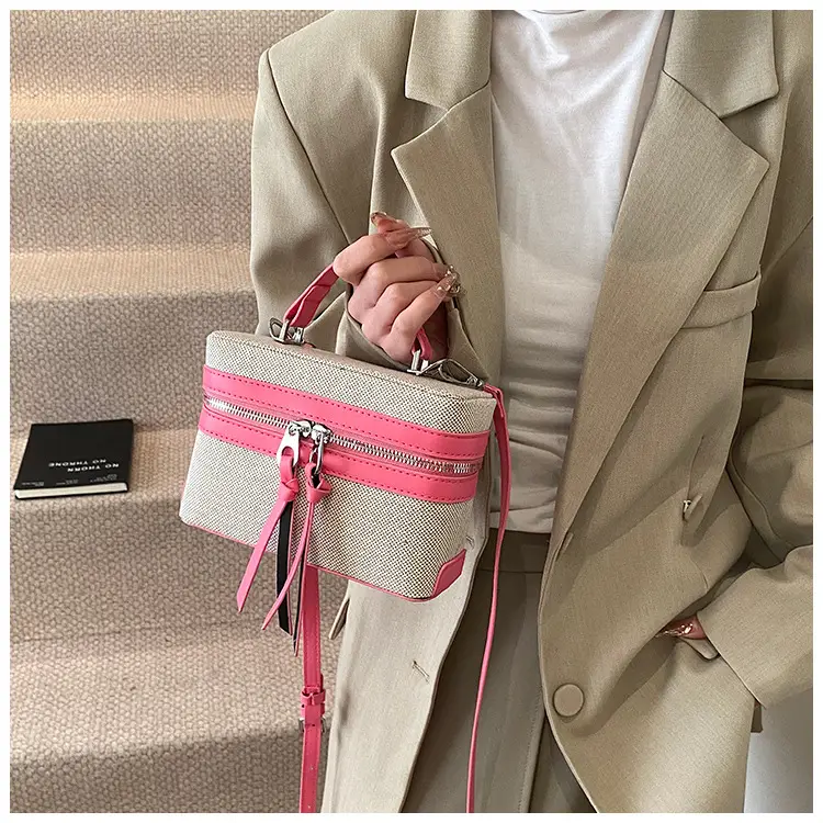 2025 Spring Retro Contrast Stitching Box Bag — feature 18