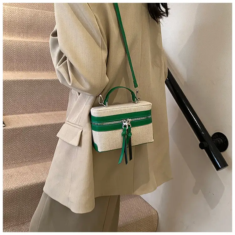 2025 Spring Retro Contrast Stitching Box Bag — feature 20