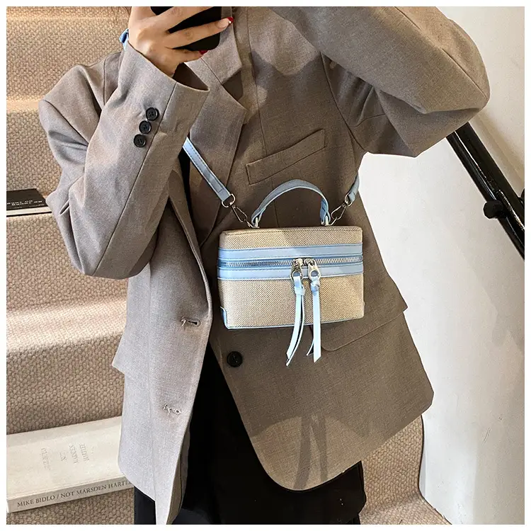 2025 Spring Retro Contrast Stitching Box Bag — feature 21