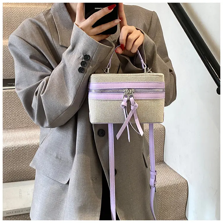 2025 Spring Retro Contrast Stitching Box Bag — feature 23