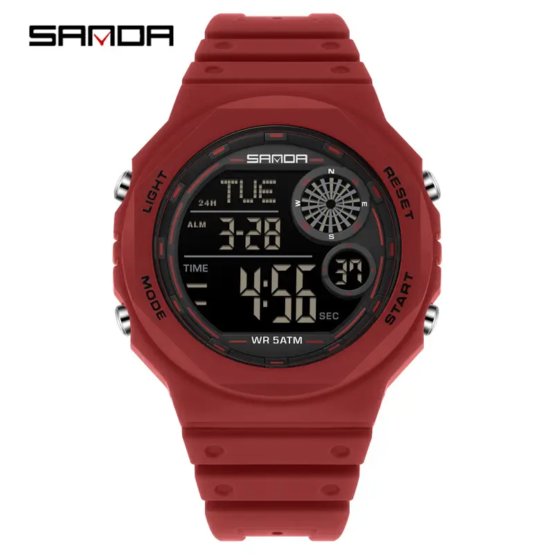 Sanda Digital Watch Black Waterproof Multi-Function Alarm Clock - Image 4