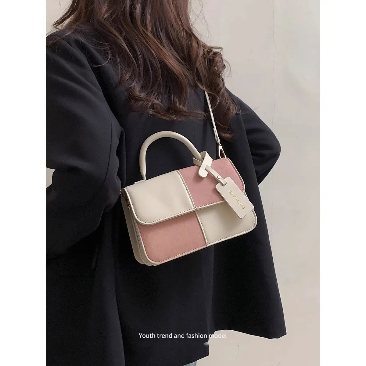 Women Shoulder Crossbody Bag Brown Blue Patchwork 2026 - Image 5