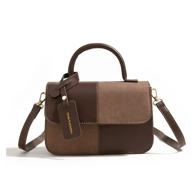 Women Shoulder Crossbody Bag Brown Blue Patchwork 2026 - Image 7