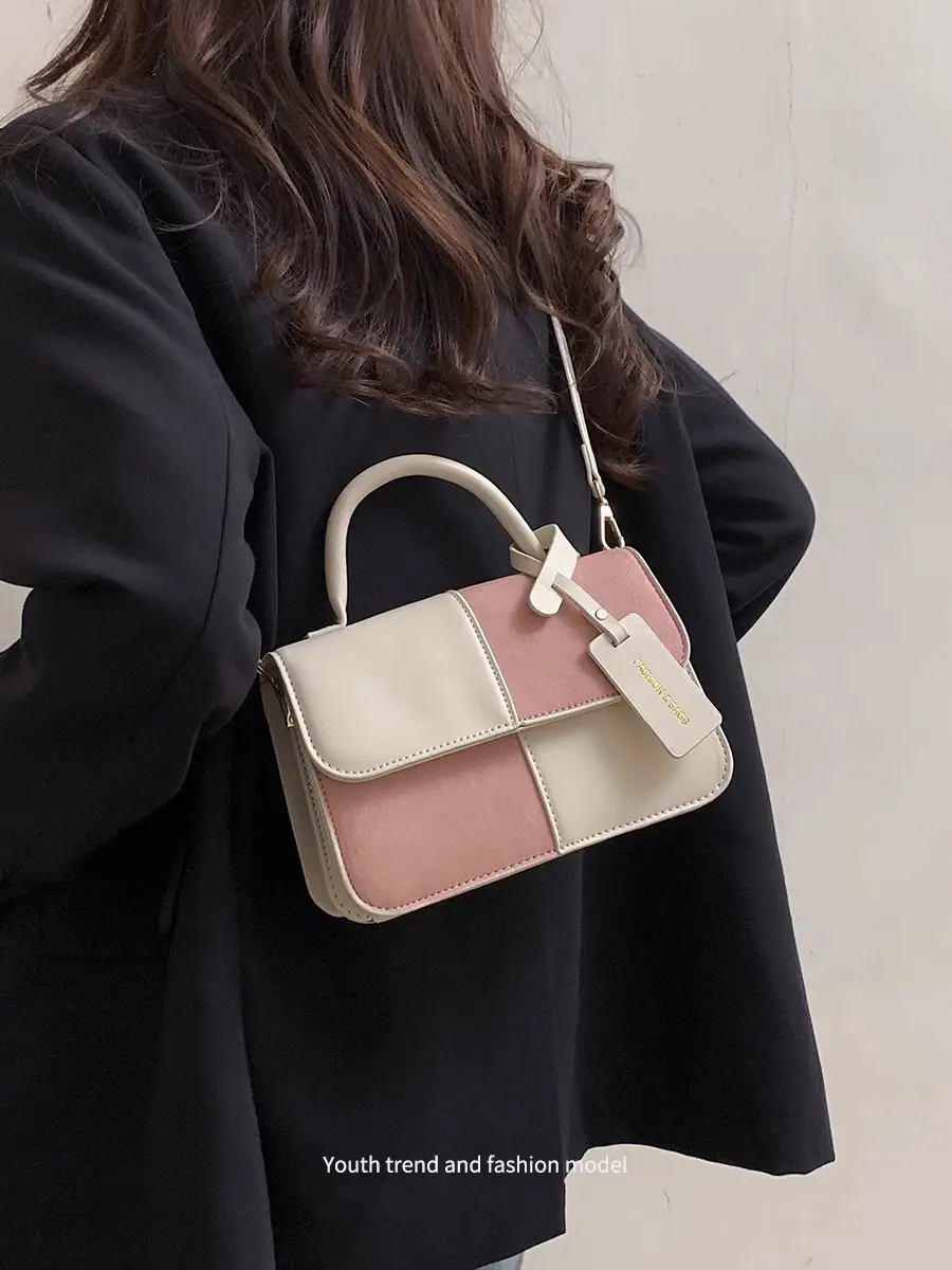 Women Shoulder Crossbody Bag Brown Blue Patchwork 2026 — feature 11