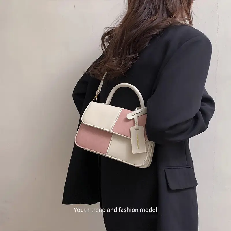 Women Shoulder Crossbody Bag Brown Blue Patchwork 2026 — feature 4