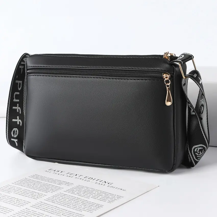 Black Quilted One-Shoulder Women's Crossbody Bag - Image 10