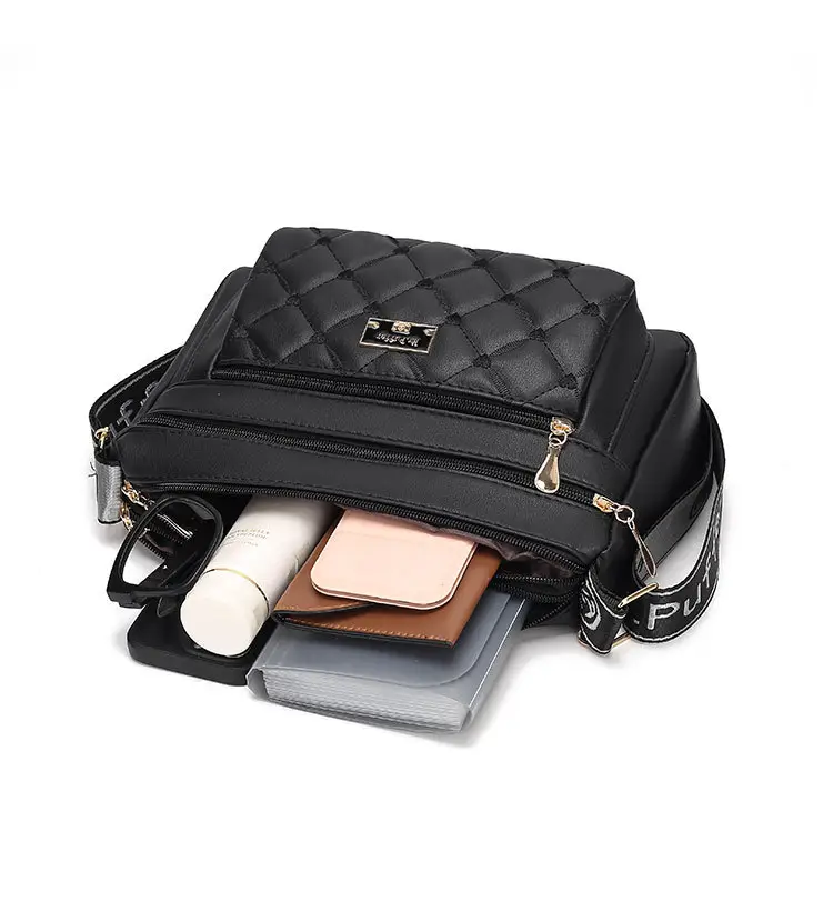 Black Quilted One-Shoulder Women's Crossbody Bag — feature 13