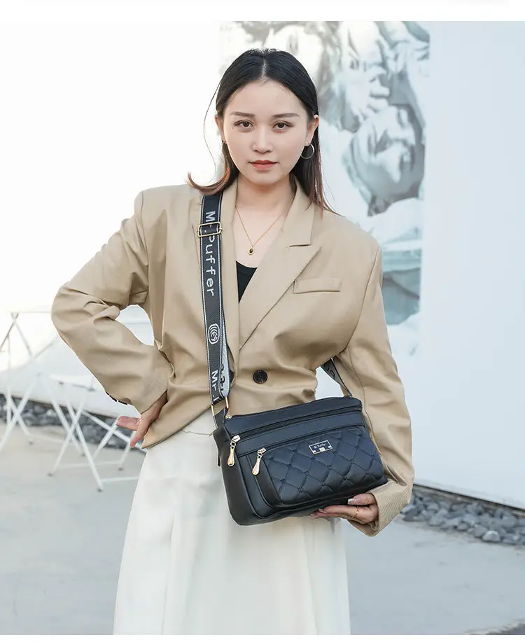 Black Quilted One-Shoulder Women's Crossbody Bag — feature 21