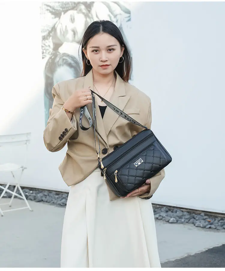 Black Quilted One-Shoulder Women's Crossbody Bag — feature 23