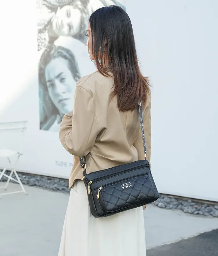 Black Quilted One-Shoulder Women's Crossbody Bag — feature 24