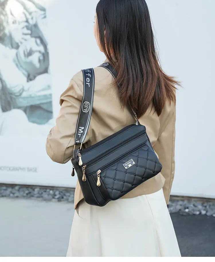 Black Quilted One-Shoulder Women's Crossbody Bag — feature 25