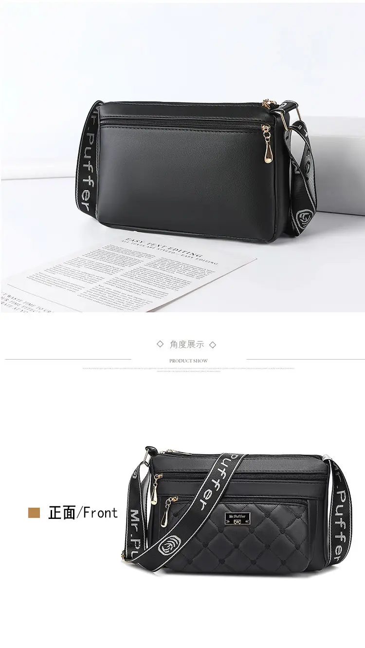 Black Quilted One-Shoulder Women's Crossbody Bag — feature 27