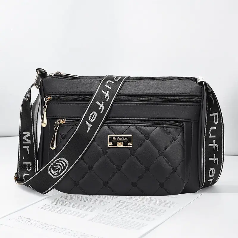 Black Quilted One-Shoulder Women's Crossbody Bag - Image 4