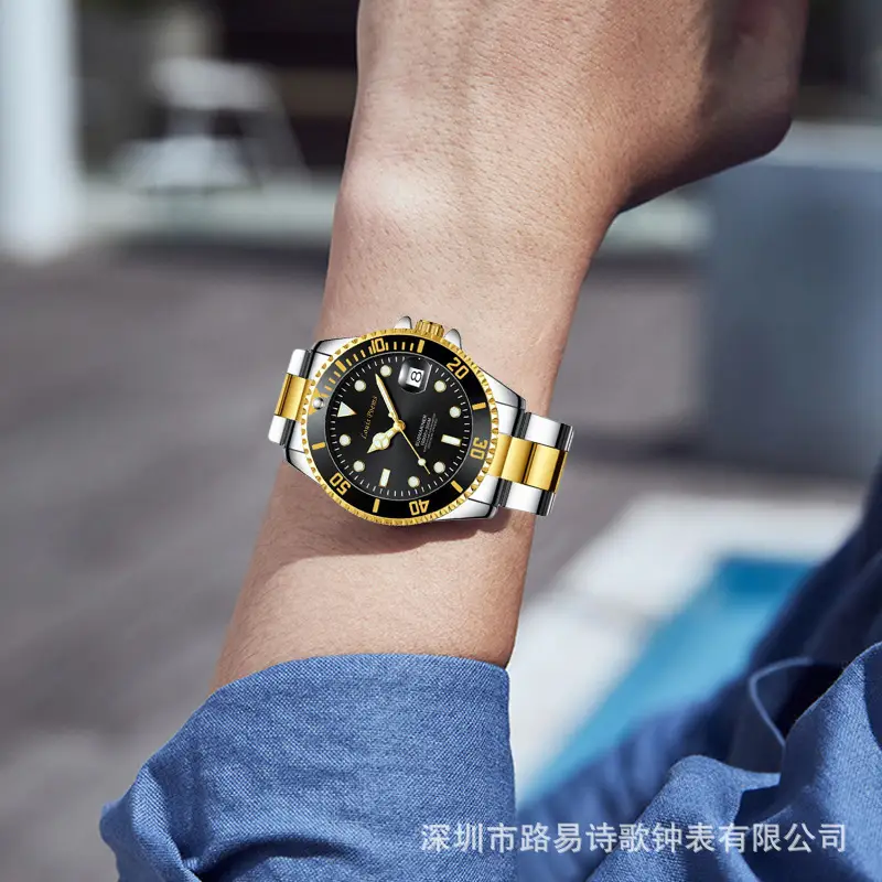 Louis Poems Men's Quartz Watch Gold Black Calendar — feature 4