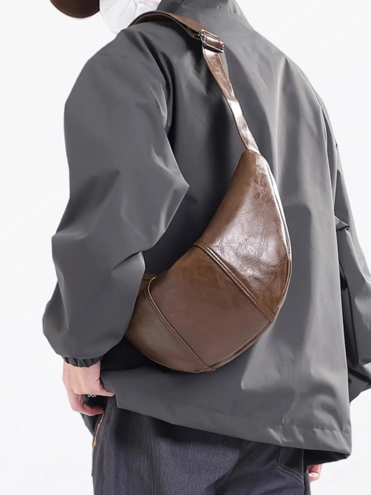 French Style Crossbody Bag for Women Leather Black