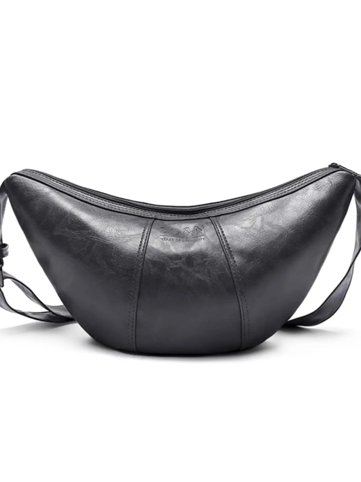 French Style Crossbody Bag for Women Leather Black
