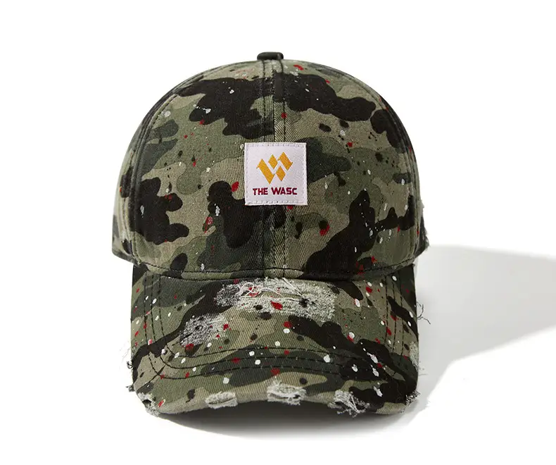 Women's Camouflage Baseball Cap with Rip Hole Design - Image 3