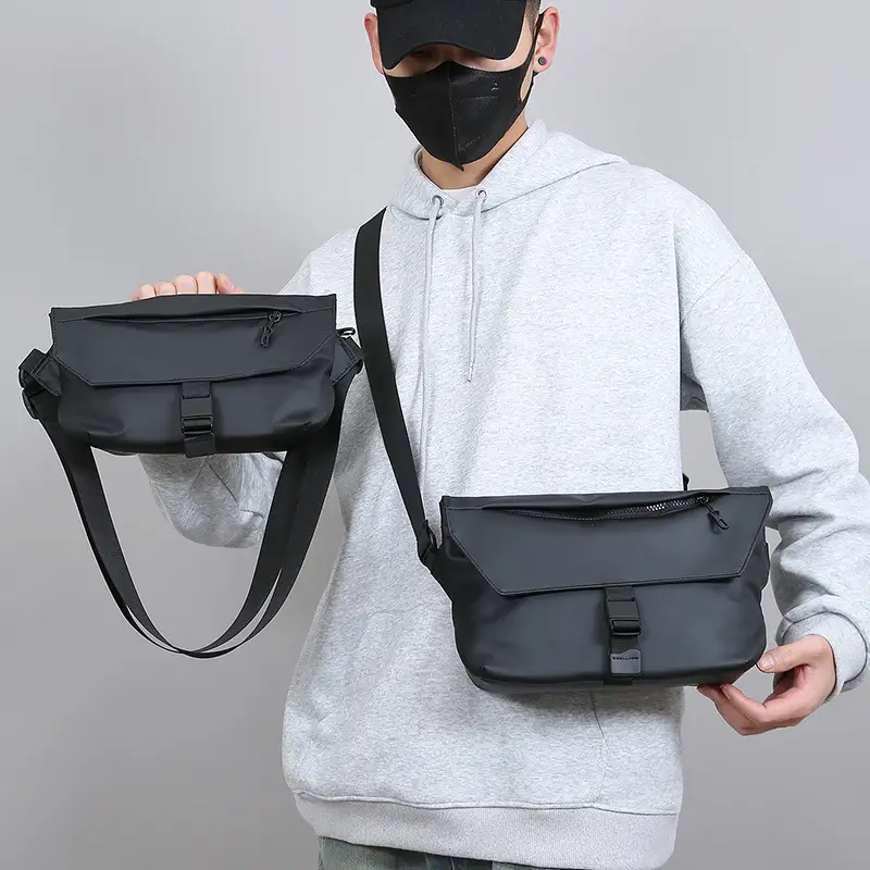 Men's Multi-Layer Crossbody Bag Black Waterproof - Image 3