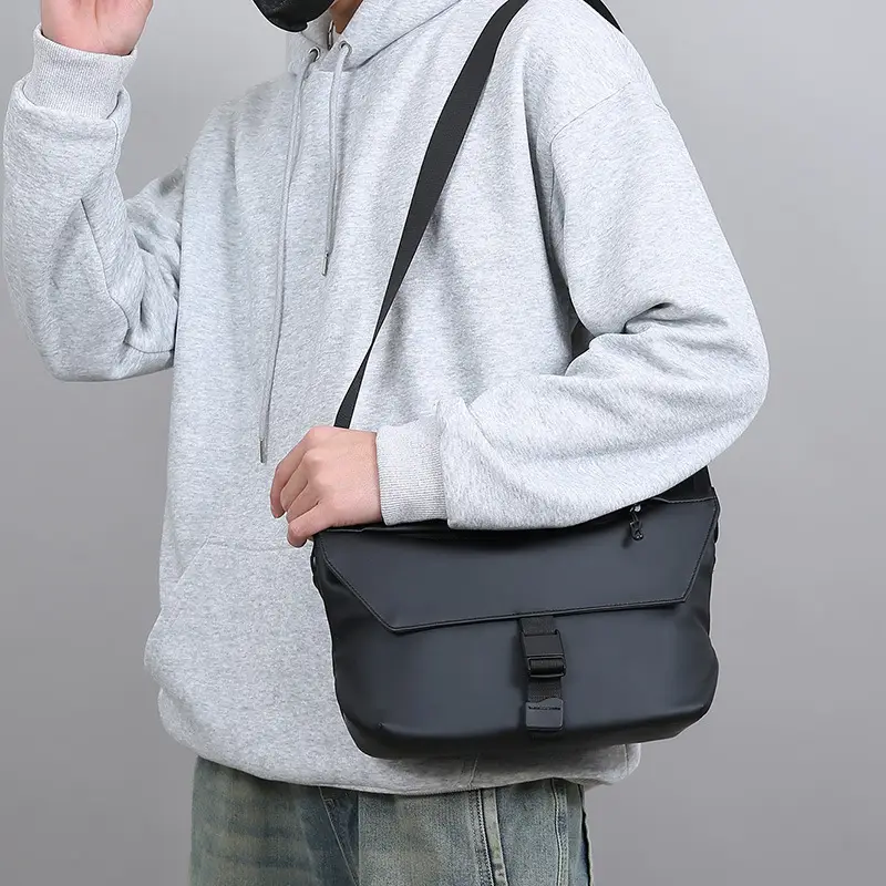 Men's Multi-Layer Crossbody Bag Black Waterproof - Image 4