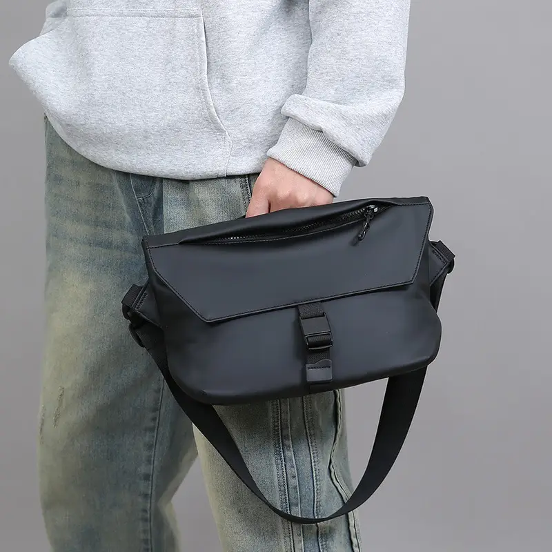 Men's Multi-Layer Crossbody Bag Black Waterproof - Image 5